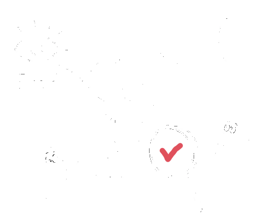 AI Visibility Check: Illustration mit Checkliste, drumherum Auge, Weltkugel, Person mit Fernglas, Frau die sich fragend ans Kinn fasst